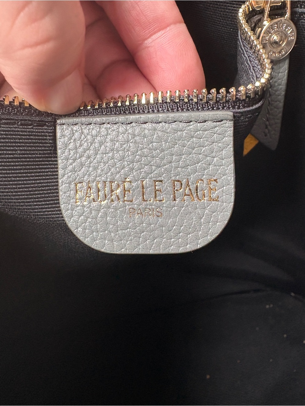 Fauré Le Page Daily Battle Zip 35 Tote Gray Logo Pattern Leather, Canvas, Gold - Picture 3 of 16